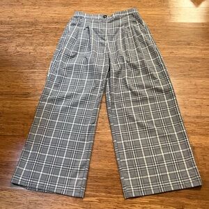 Treasure & Bond Gray Plaid Wide-Leg Pants – Elastic Back Waist. Women's Large